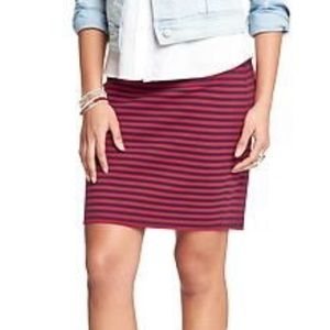 Red and Navy Striped Knit Pencil Skirt